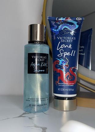 Парфумований набір victoria’s secret спрей міст для тіла з шимером +лосьйон
