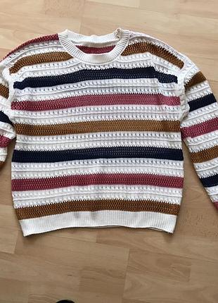 Яскравий плетений светр у смужку, розмір 48-50 (l/xl)