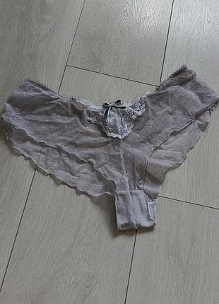 Серые ажурные трусики кружевные трусы кружные в сеточку l л 12 40 48