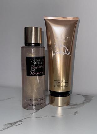 Парфумований набір victoria’s secret спрей міст для тіла з шимером +лосьйон
