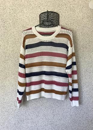 Яскравий жіночий светр у смужку, розмір 48-50 (l/xl)
