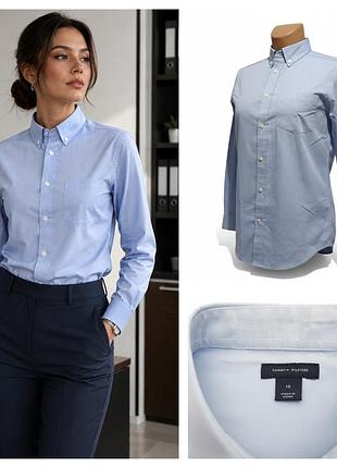 Tommy hilfiger рубашка (60% cotton 40% polyester), голубого цвета.