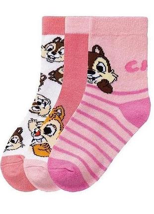 Носки набор 3 пары для девочки disney chip and dale 412764 23-26 розовый