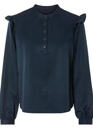 Блузка с рюшами для женщины esmara lyocel (tencel™) 468965 38(s) темно-синий