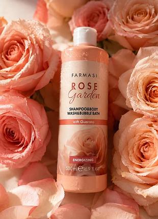 Шампунь, гель для душа и пена для ванны 3 в 1 rose garden farmasi, 500 мл, код 1002895