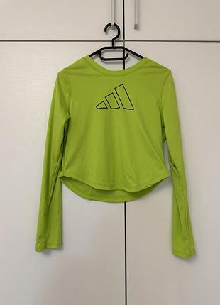 Лонгслів вкорочений спортивний adidas, кислотного кольору, розмір s