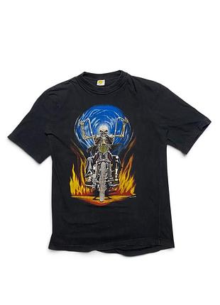 Чоловіча футболка zip it london skeleton biker вінтаж y2k чорна xl