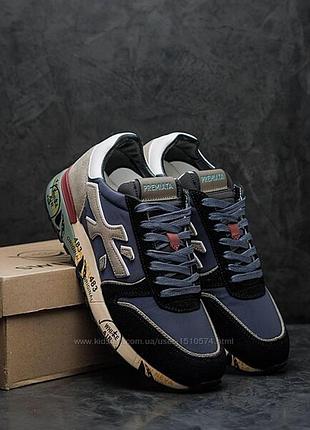 Р.41-45 кроссовки premiata mick black blue grey pr009