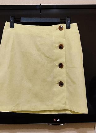 Льняная юбка лимонного цвета primark