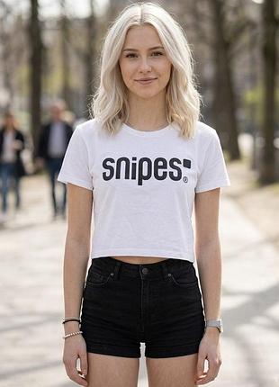 Жіноча брендова біла футболка snipes з великим логотипом (оригінал), розмір xs