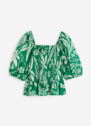 Блуза h&amp;m green smocked blouse — xl