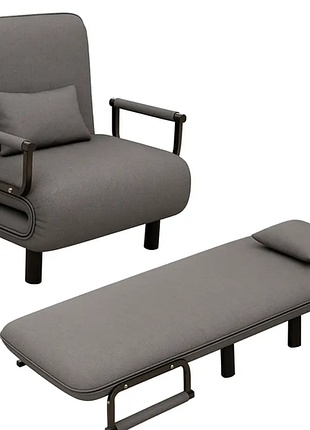 Универсальное 2в1 раскладное кресло-кровать серое 190х65 см kr -65