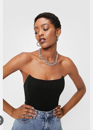 Черный топ корсет без бретелей размер л nasty gal