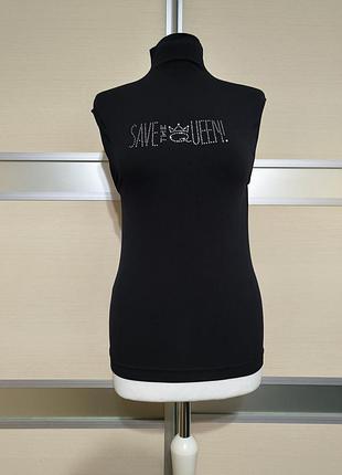 Черный топ, водолазка save the quveen!, оригинал