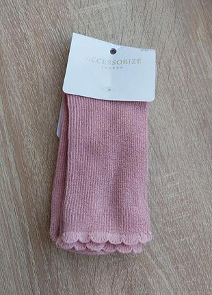Розовые люрексовые женские носки accessorize london единого размера с блестящей вязкой
