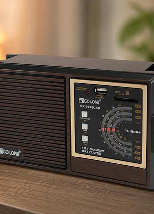 Акумуляторний радіоприймач golon rx-9933 uar usb/sd, fm/укх/am/sw
