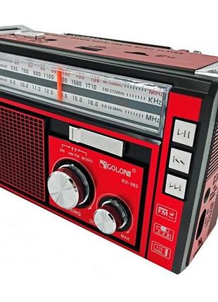 Переносной радиоприемник golon rx-382, фонарик, mp3, usb/sd, red