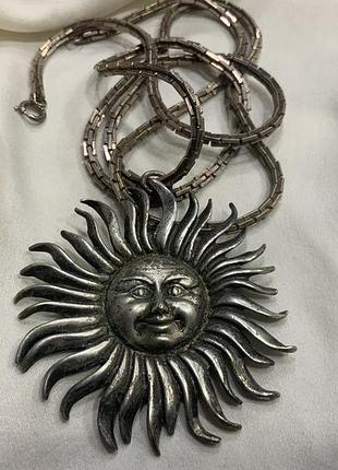 Вінтажний масивний кулон  ланцюг  sun face сонце/ сотуар celestial vintage 1970–80-х