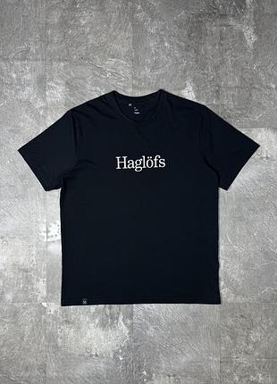 Футболка чоловіча haglöfs хаглофс l чорна оригінал з логотипом трекінгова outdoor хагльофс черная мужская
