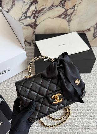 Chanel classic flap top handle caviar black with gold