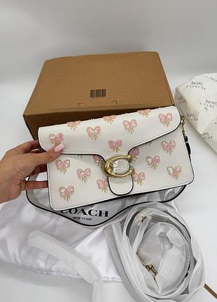 Coach tabby 26 bow print shoulder bag white/pink