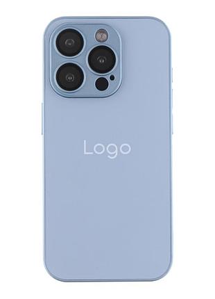 Чохол-накладка скляний матовий із захистом камери matte ag-glass для iphone 15 pro max sierra blue