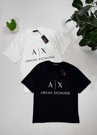Футболка armani exchange a| x с логотипом | черная / белая | мужская базовая футболка | футболка армани мужская xl