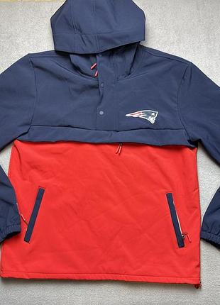 Мужская куртка анорак nfl new england patriots размер м синяя красная