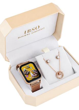 Жіночий смарт-годинник smart miami gift box — подарунковий набір з сережками та кулоном