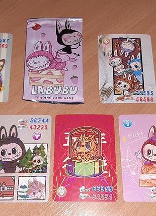 Карточки лабуба labubu коллекционные - 1 пакетик 8 карточек с голограммой.