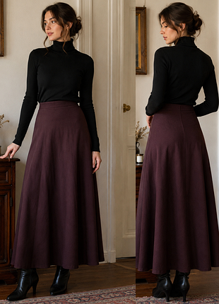 Шерстяная юбка длины макси laura ashley