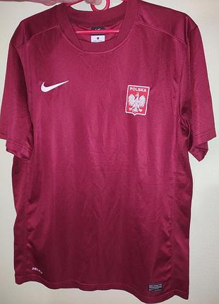 Спорт фирменная бордовая выездная футбольная джерси сборной польщи от бренда nike.л