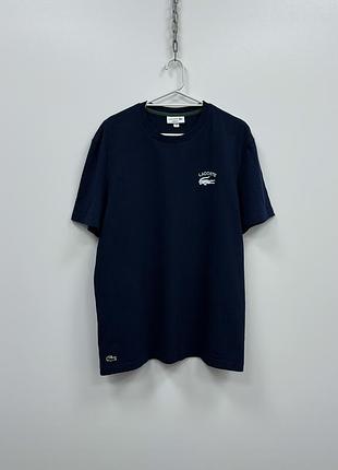Шикарна футболка lacoste inscription logo cotton regular fit t-shirt navy