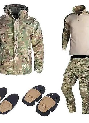 Костюм 3в1 han wild multicam g8 куртка и штаны и убакс мультикам наколенники и налокотники