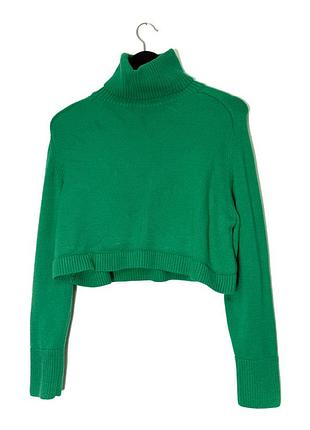 Базовий зелений вкорочений светр zara
