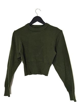Базовий вкорочений джемпер кольору хакі zara