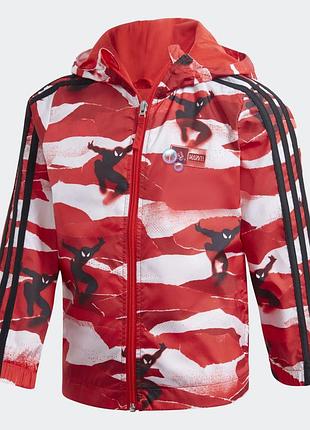 Ветровка adidas marvel spider-man с красным камуфляжным принтом с изображением человека-паука оригинал 6-7 лет (116-122)