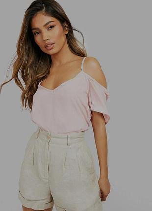 Новый розовый топ с открытыми плечами boohoo