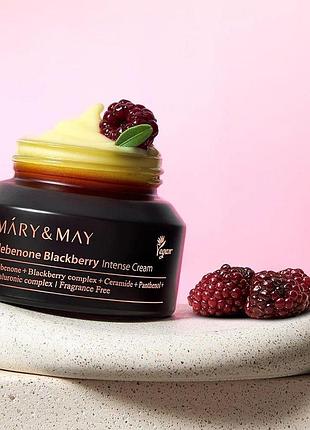 Інтенсивний антивіковий крем для обличчя з ідебеноном та ожиною mary&may idebenone blackberry intense cream 70 g