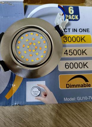 Вбудований led світильник asstikoo gu10-7w 3cct — 7 вт, 950 лм, 3 кольори світла, димування