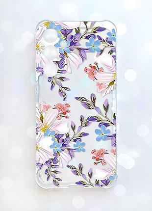 Прозрачный чехол с утолщенными углами на samsung galaxy a37 цветочный рисунок (принт 272)