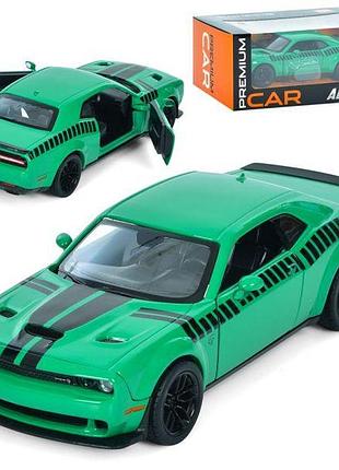 Машинка металлическая 1:24 автосвит dodge challenger ap-1925 инерционная, открывается дверь зеленая