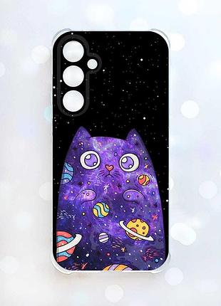 Чохол з потовщеними кутами на samsung galaxy a37 фіолетова кішка (принт 361)