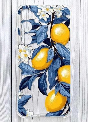 Прозрачный чехол с утолщенными углами на samsung galaxy a37 лимонное дерево (принт 417)