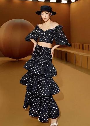 New collection zimmerman костюм у горох довга спідниця та кофта топ