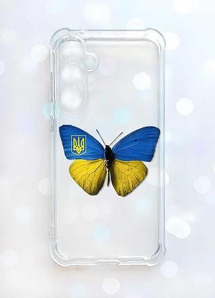 Прозорий чохол з потовщеними кутами на samsung galaxy a37 метелик україна (принт 255)