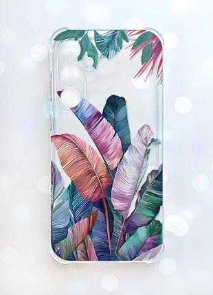 Прозрачный чехол с утолщенными углами на samsung galaxy a37 тропики (принт 372)