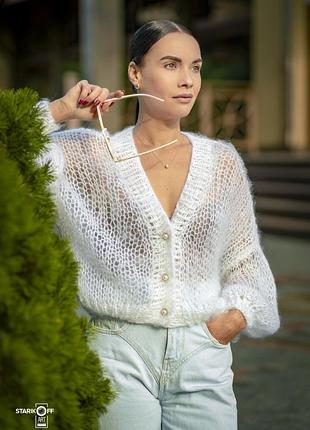 Кардиган ручной работы из мохера свитер джемпер