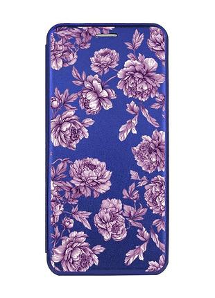 Чехол-книжка синий с рисунком на xiaomi redmi note 12 аметистовые цветы (принт 433)