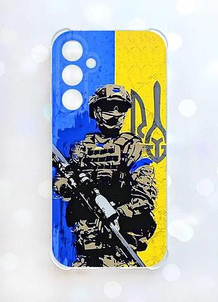 Чехол с утолщенными углами на samsung galaxy a37 солдат (принт 350)